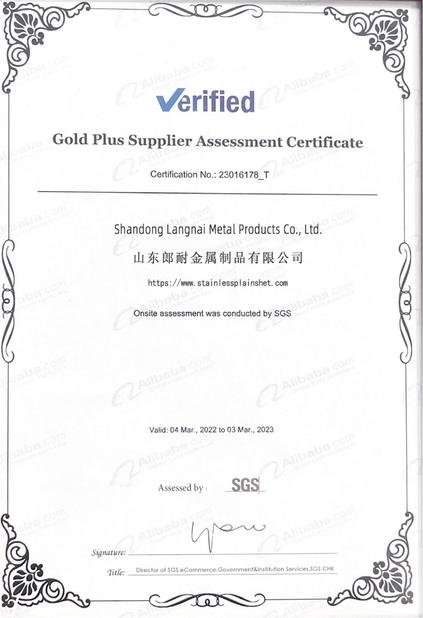 China Shandong Langnai Matel Product Co.,Ltd certificaten